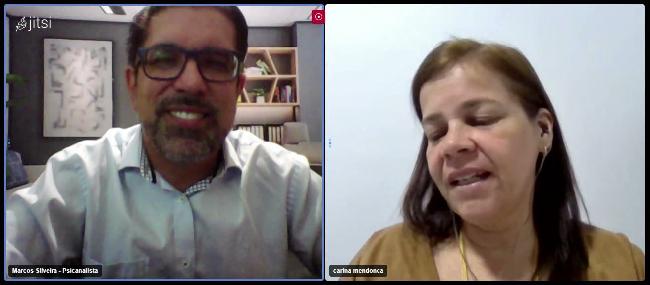 Sessão online entre Marcos Silveira e Carina