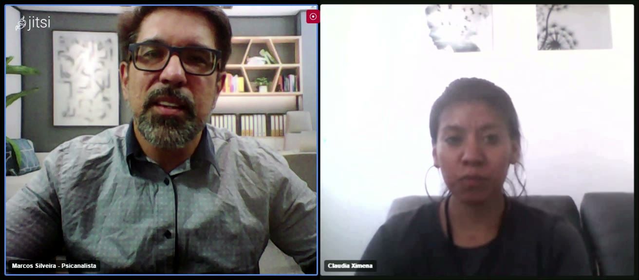 Sessão online entre Marcos Silveira e Cláudia
